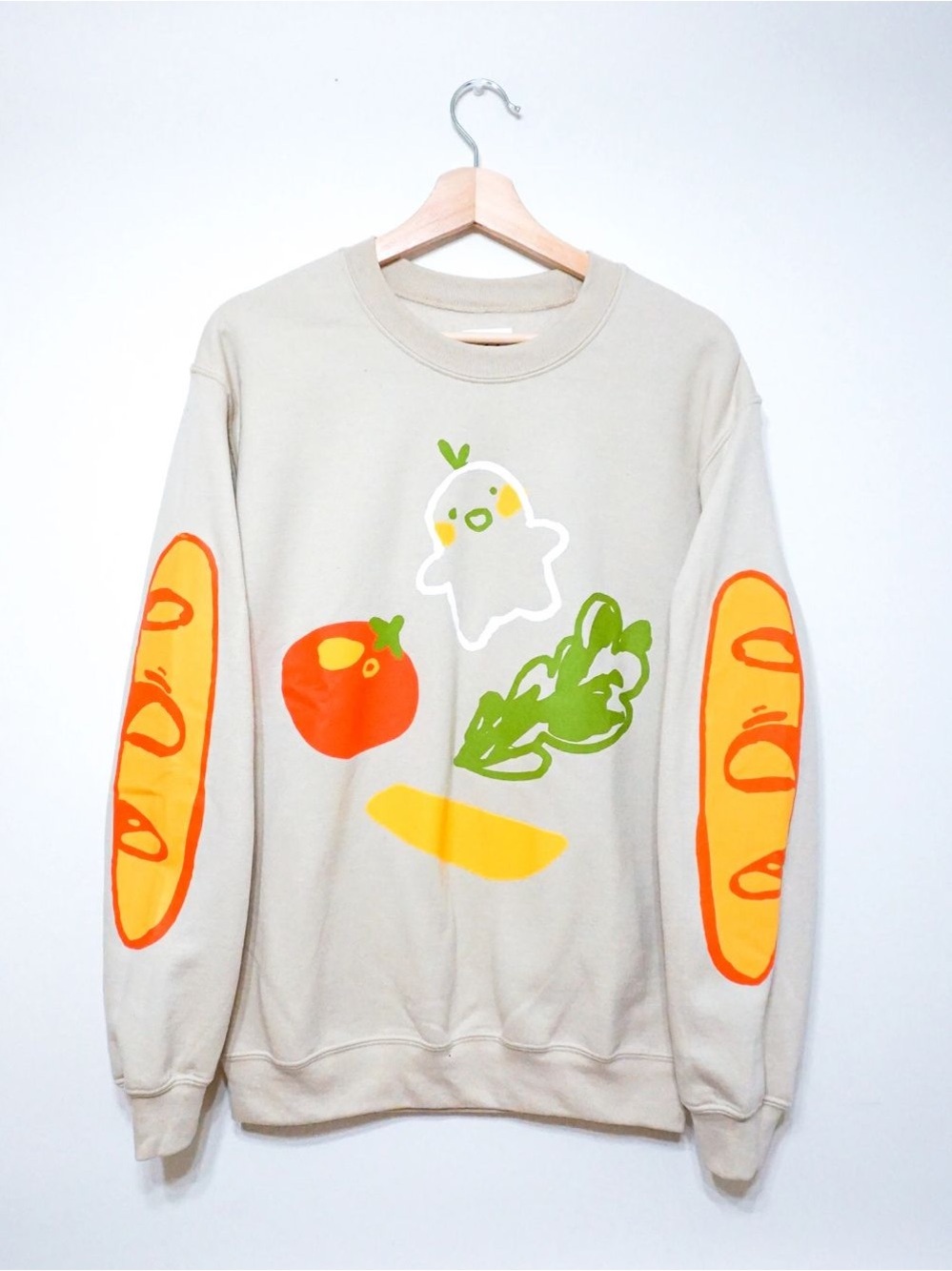 Ohmonah Korean Graphic Crewneck Sweatshirt with Playful Sandwich Print